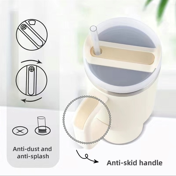 ✨40oz Reusable Vacuum Quencher Tumbler with Straw ✨ CREAM WHITE ✨ - Picture 9 of 11